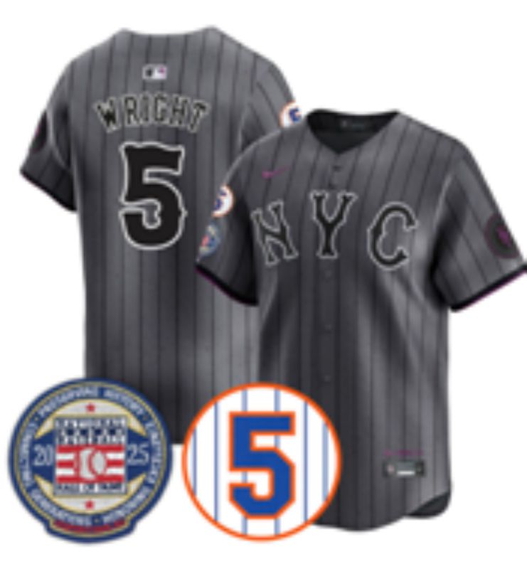 Men 2025 New York Mets #5 Wright Grey Game Nike MLB Jersey style 013->new york mets->MLB Jersey